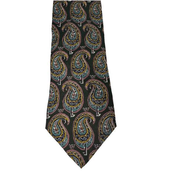 EMPORIO ARMANI GORGEOUS GREEN PAISLEY SILK TIE ITALY 4 x 58.5 DESIGNER LUXURY - Picture 1 of 4
